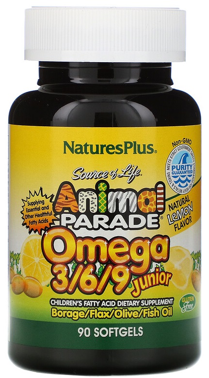 Nature's Plus Animal Parade Omega 3/6/9 Junior 90 капс. Лимон