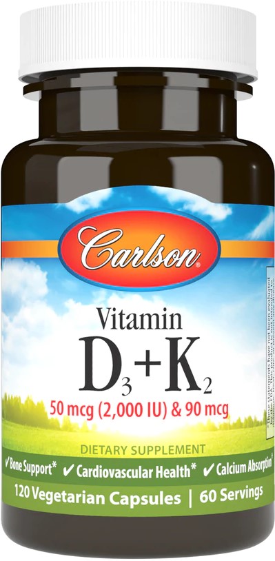 Carlson Vit D3 + K2 50 mcg 2000IU 30 капсул
