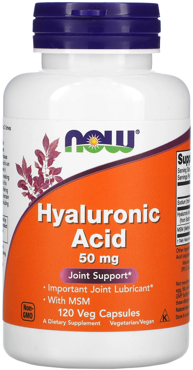 Now Hyaluronic Acid 50 mg + MSM 120 капсул