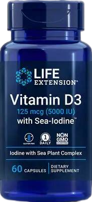 LIFE Extension Vitamin D3 with Sea-Iodine 5000 IU 60 капс.