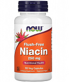 NOW Niacin Flush-Free B-3 (Ниацин без покраснений) 250 мг 90 капсул