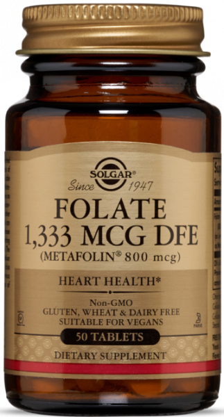 Solgar FOLATE 1,333 MCG DFE (METAFOLIN® 800 MCG) TABLETS 50 таблеток