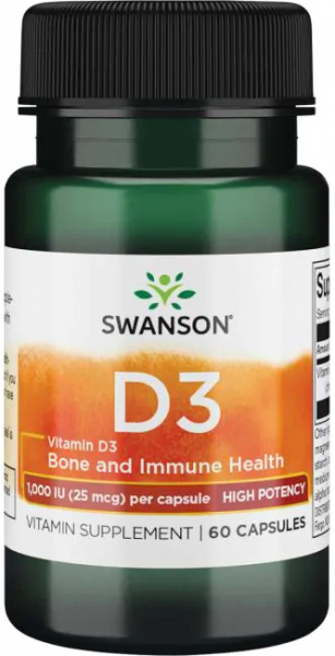 Swanson Vitamin D3 1000 IU (25 mcg) 60 капсул