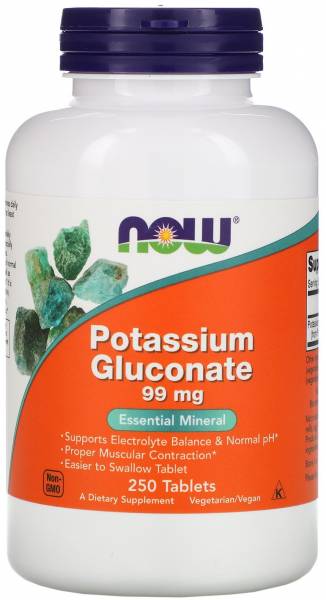 NOW Potassium Gluconate 99 мг 250 таблеток
