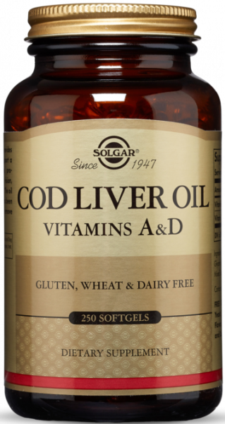 Solgar Cod Liver Oil Softgels (Vitamin A & D) 250 капсул