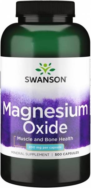 Swanson Magnesium Oxide 200 мг (Оксид магния) 500 капсул