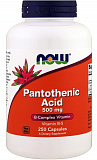 NOW Pantothenic Acid 500 мг 250 капсул