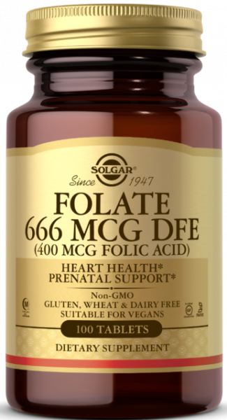 Solgar Folate 666 MCG DFE (FOLIC ACID 400 MCG) Tablets 100 таблеток