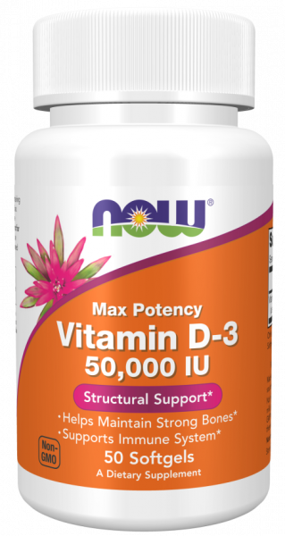 NOW Vitamin D-3 50000 IU 50 капсул