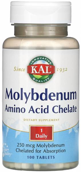 Kal Molybdenum Amino Acid Chelate 250 мкг (Молибден) 100 таблеток