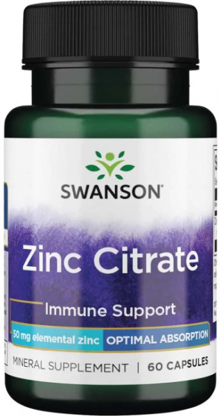 Swanson Zinc Citrate (50 mg Elemental) 60 капсул
