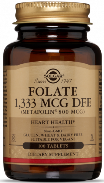 Solgar FOLATE 1,333 MCG DFE (METAFOLIN® 800 MCG) TABLETS 100 таблеток