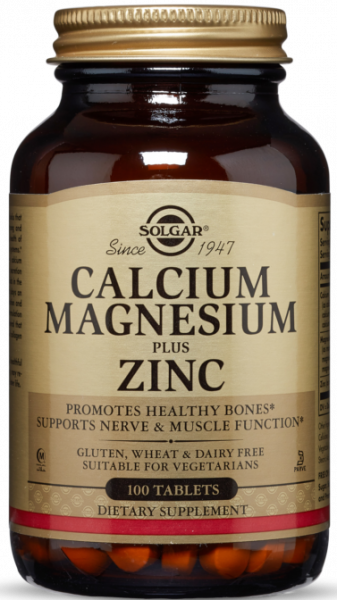 Solgar Calcium Magnesium Plus Zinc Tablets 100 таблеток