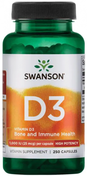 Swanson Vitamin D3 1000 IU (25 mcg) 250 капсул