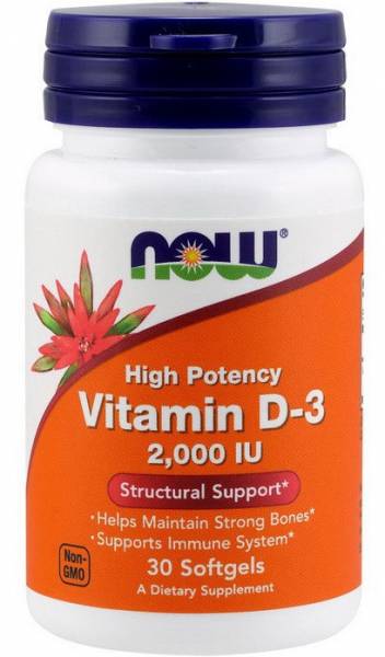 NOW Vitamin D-3 2000 IU 30 капсул
