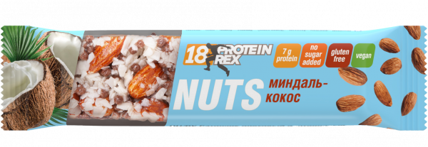 ProteinRex Батончик ореховый протеиновый Миндаль-Кокос 1 батончик - 40 грамм