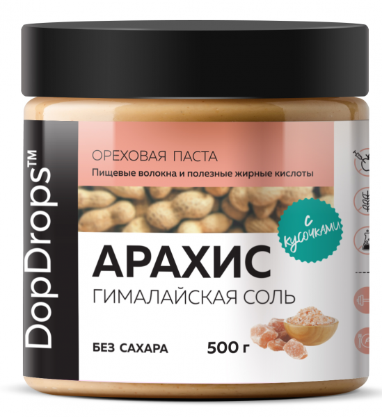 DopDrops Арахисовая паста хрустящая Кранч 500 грамм