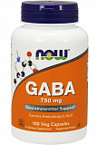 NOW GABA 750 мг 100 капсул