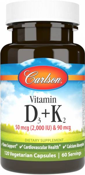 Carlson Vit D3 + K2 50 mcg 2000IU 30 капсул