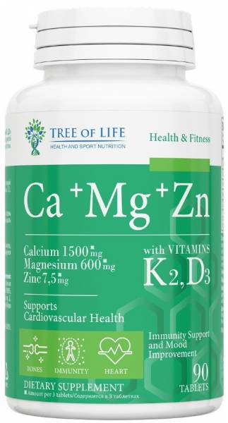 Tree of Life Ca+Mg+Zn+Vitamin K2,D3 90 таблеток