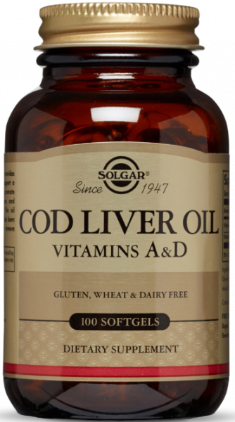 Solgar Cod Liver Oil Softgels (Vitamin A & D) 100 капсул
