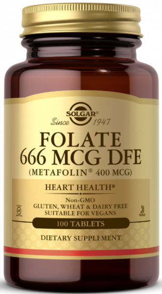 Solgar Folate 666 MCG DFE (Metafolin 400 мкг) Tablets 100 таблеток