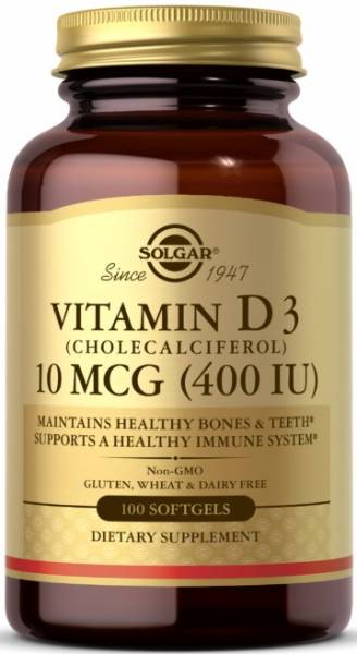 Solgar Vitamin 400 IU D3 10 мкг Softgels 100 капсул