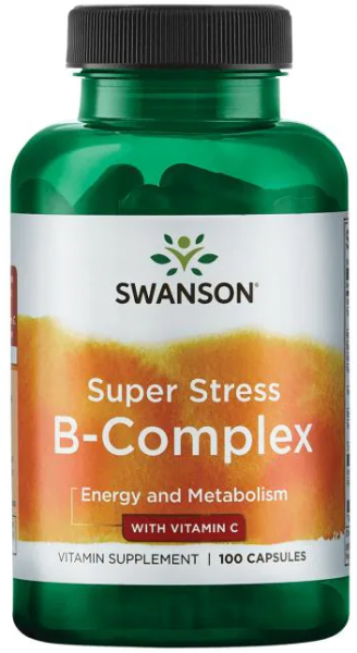 Swanson Super Stress B Complex + VITAMIN C 100 капсул